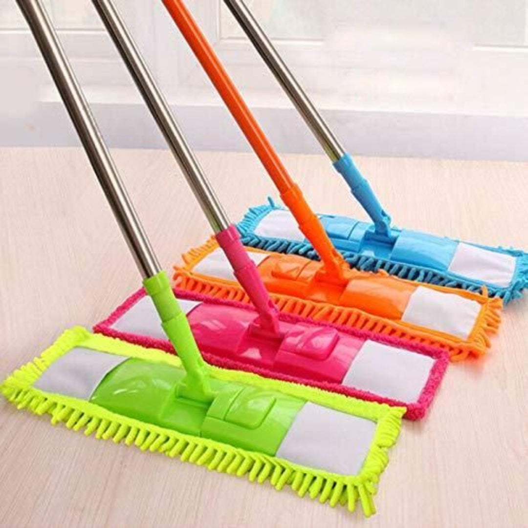 Mop-Wet and Dry Cleaning Flat Microfiber Floor Cleaning Mop with Telescopic Long Handle Dry Mop .