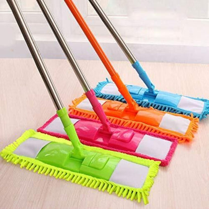 Mop-Wet and Dry Cleaning Flat Microfiber Floor Cleaning Mop with Telescopic Long Handle Dry Mop .