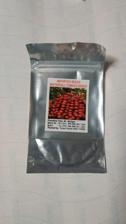 Seeds packet with tomato seeds on a white background