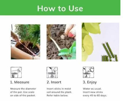 Instructions on how to use a product for plants with images and text.