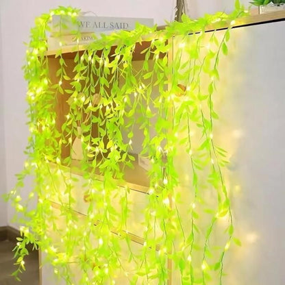 Green Leaf Artificial Curtain LED String Light, 200 LEDs, 8 Modes, Remote Control .