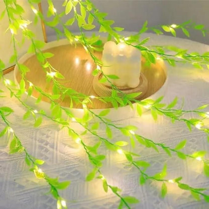 Green Leaf Artificial Curtain LED String Light, 200 LEDs, 8 Modes, Remote Control .