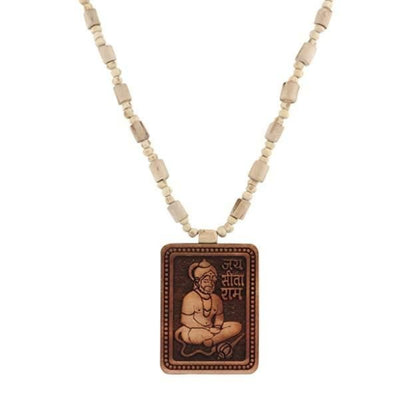 Necklace with a pendant featuring an engraved image of a seated figure on a white background