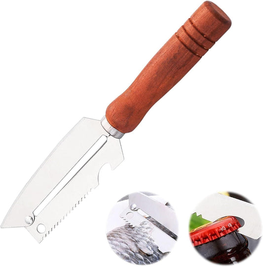 Peeler with wooden handle on a white background