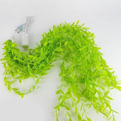 Green Leaf Artificial Curtain LED String Light, 200 LEDs, 8 Modes, Remote Control .