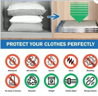 Reusable Vacuum Storage Ziplock Compression Sealer Bags