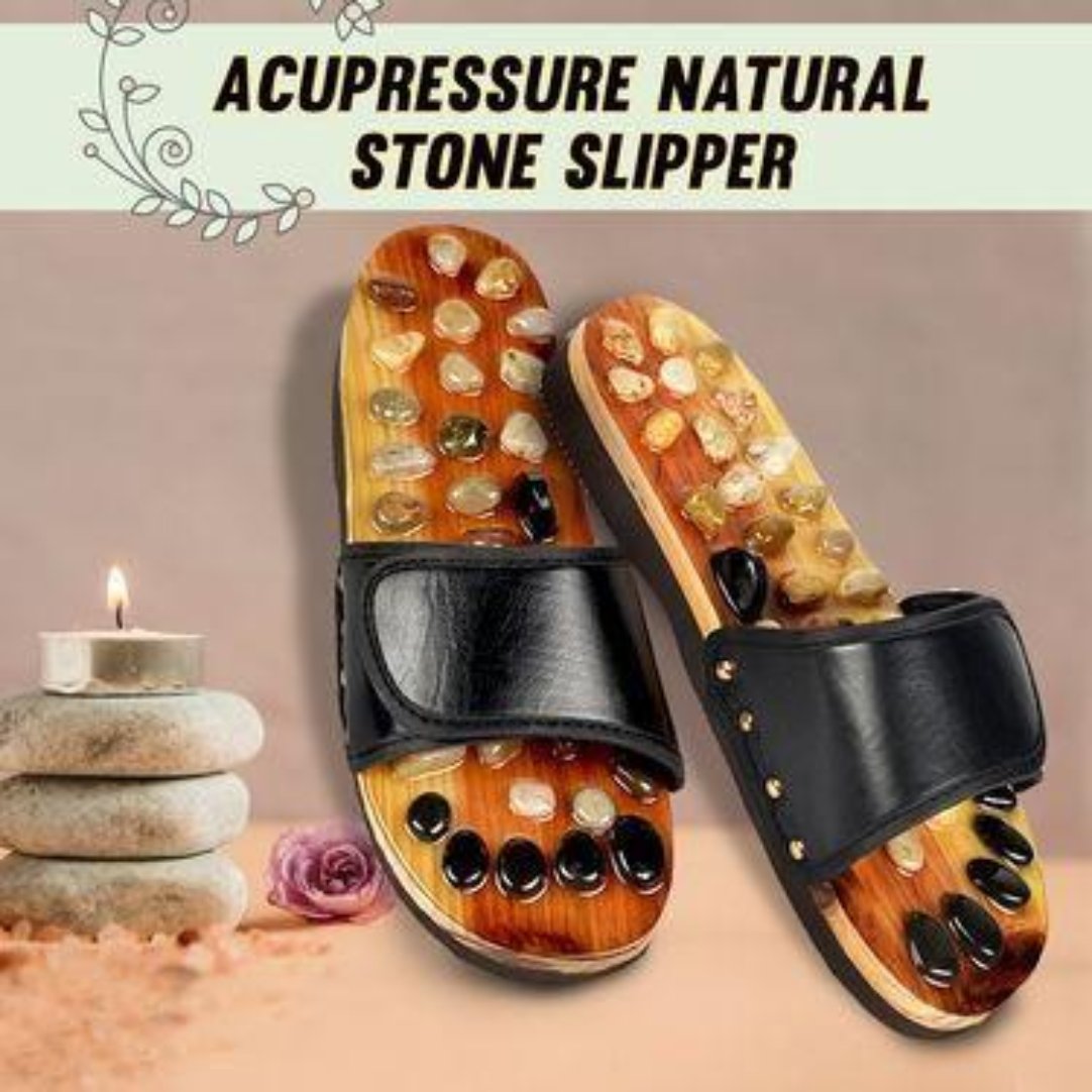 Acupressure Natural Stone Slippers (Red) .