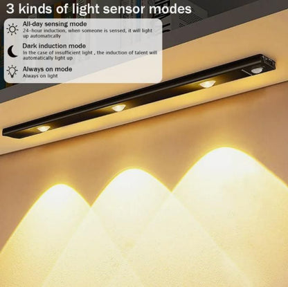 Light sensor mode description with a light strip on a wall