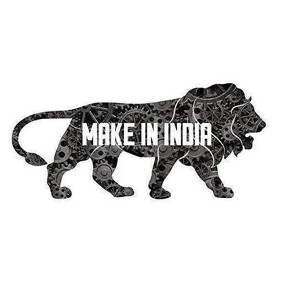 Black panther silhouette with 'MAKE IN INDIA' text on a white background