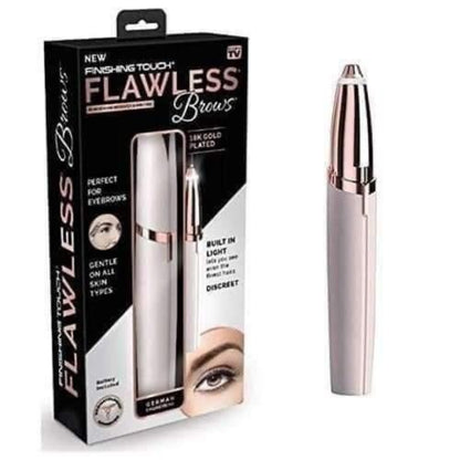Finishing Touch Flawless Brows grooming tool with packaging on a white background