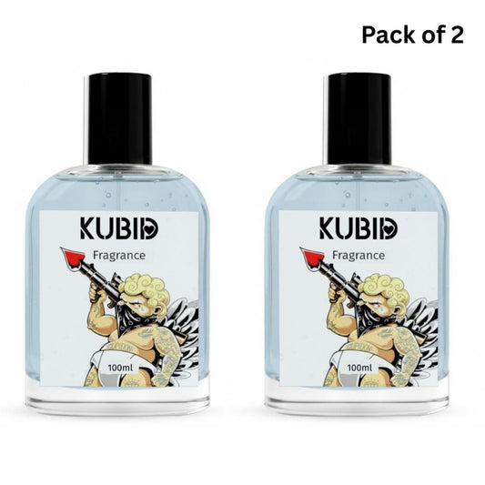 Two KUBID fragrance bottles with a white background