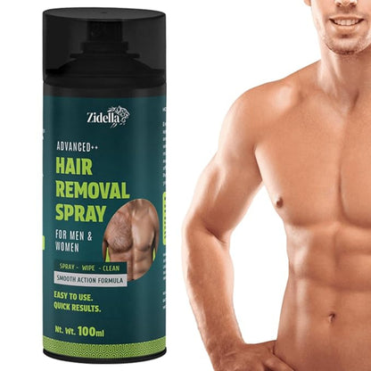 Zidella hair removal spray can with a man on a white background