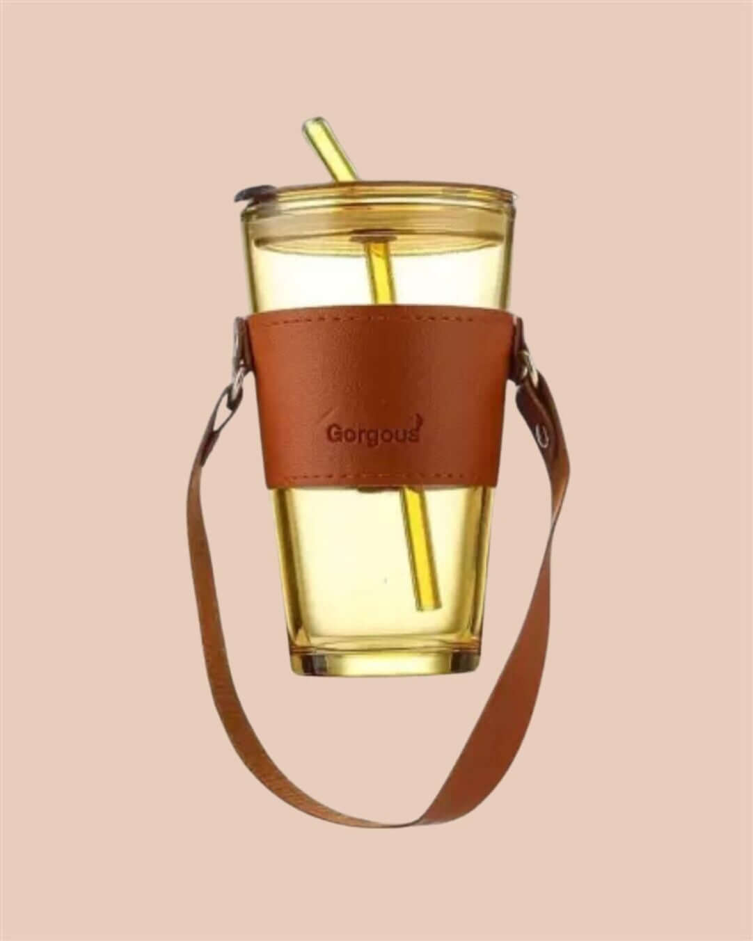 Glass Tumbler with Glass Straw and Lid .