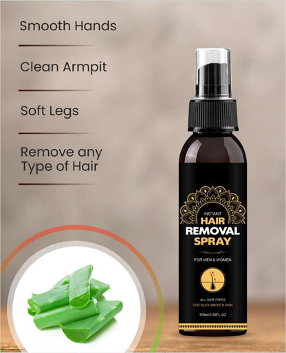 Hair Removal Spray for Men and Women 100 ml - Painless Removal of Unwanted Body Hair - Smooth Hands - Soft Legs - Clean Armpit Spray100 ml)