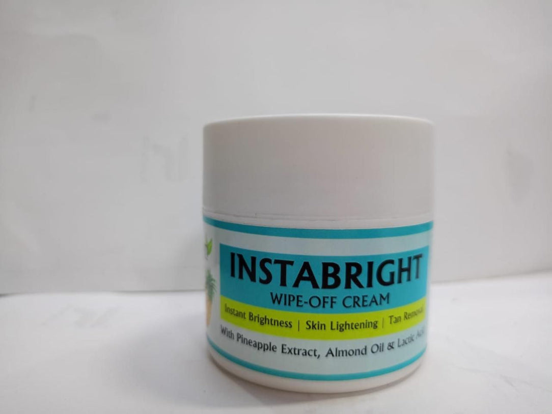 Instabright wipe-off cream jar on a white background