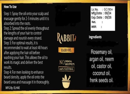 Rabbit Hair Oil (30 ml) Buy One Get One Free.