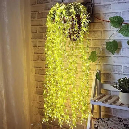 Green Leaf Artificial Curtain LED String Light, 200 LEDs, 8 Modes, Remote Control .