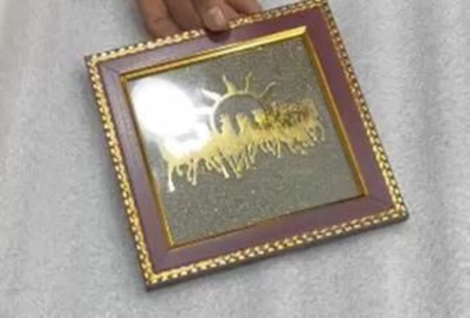 7 Horses on Raw Pyrite Frame – Vastu Seven Horses Wall Decor with Natural Pyrite Stone