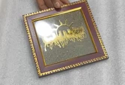 7 Horses on Raw Pyrite Frame – Vastu Seven Horses Wall Decor with Natural Pyrite Stone