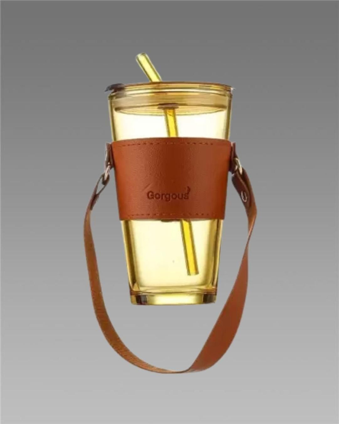 Glass Tumbler with Glass Straw and Lid .