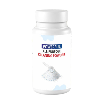 Jar of powerful all-purpose cleaning powder with a white background