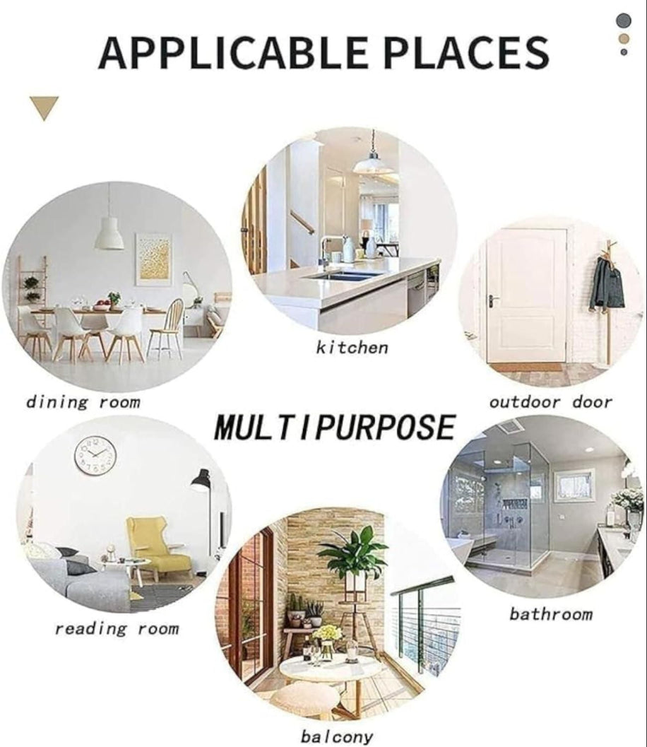 Collage of various rooms with labels indicating their use: dining room, kitchen, outdoor door, reading room, and balcony.