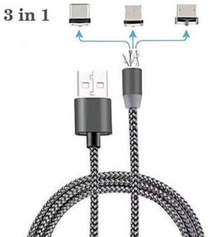 360 Degree Rotating 3 IN 1 Magnetic Data Cable .
