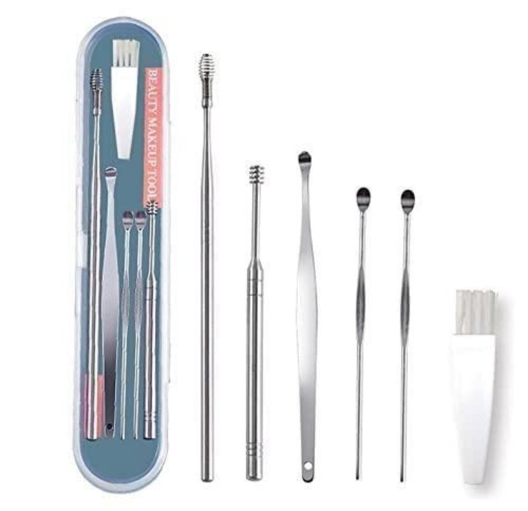 6 Pieces Ear Wax Removal Smooth Stainless Steel Kit .