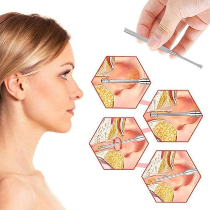 6 Pieces Ear Wax Removal Smooth Stainless Steel Kit .