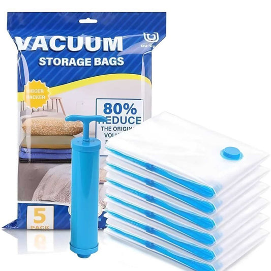 Reusable Vacuum Storage Space Saver Bags (Pack of 4) with pump .