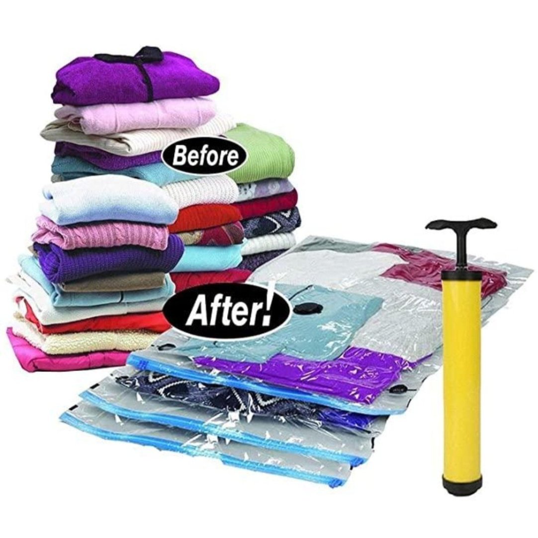 Reusable Vacuum Storage Space Saver Bags (Pack of 4) with pump .