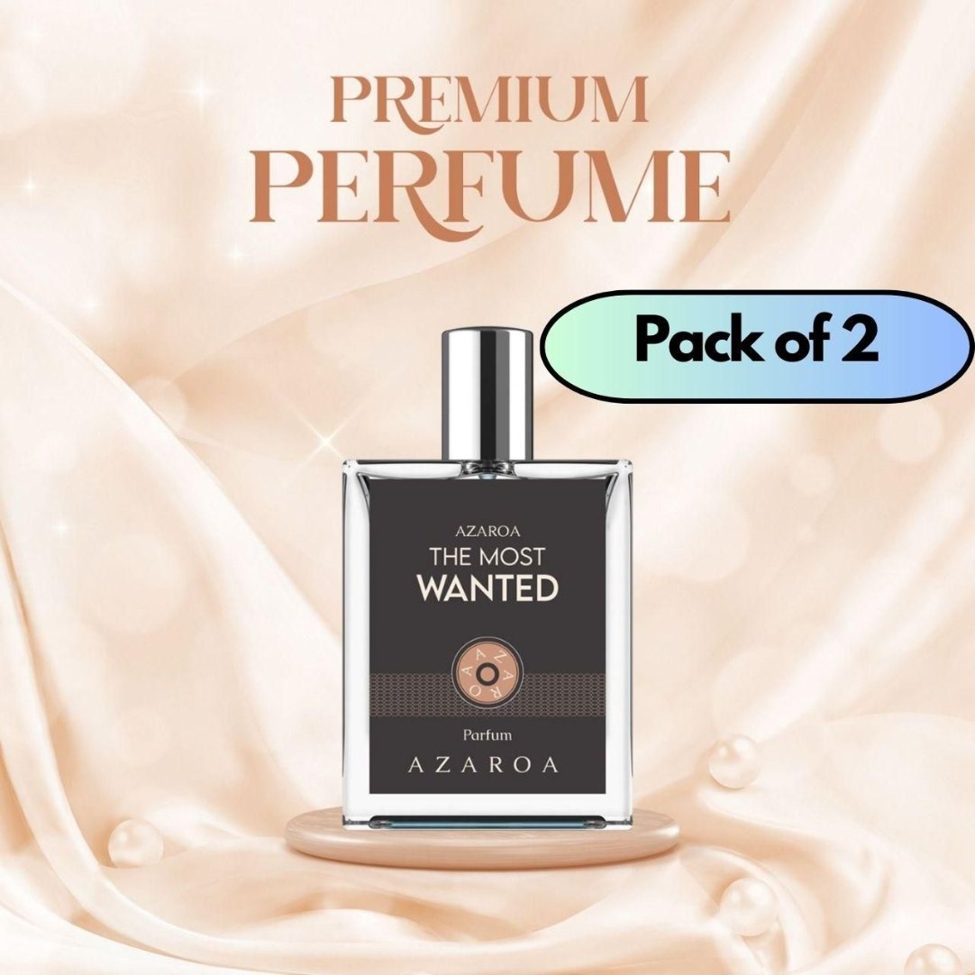 Premium perfume bottle with the label 'Azaroa The Most Wanted' on a softly blurred background, indicating a sophisticated and elegant fragrance.