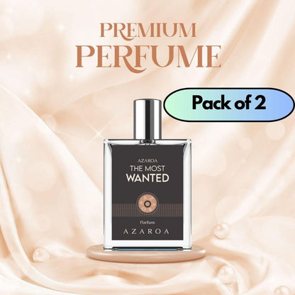 Premium perfume bottle with the label 'Azaroa The Most Wanted' on a softly blurred background, indicating a sophisticated and elegant fragrance.