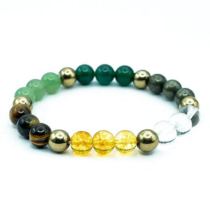 Multicolored beaded bracelet on a white background