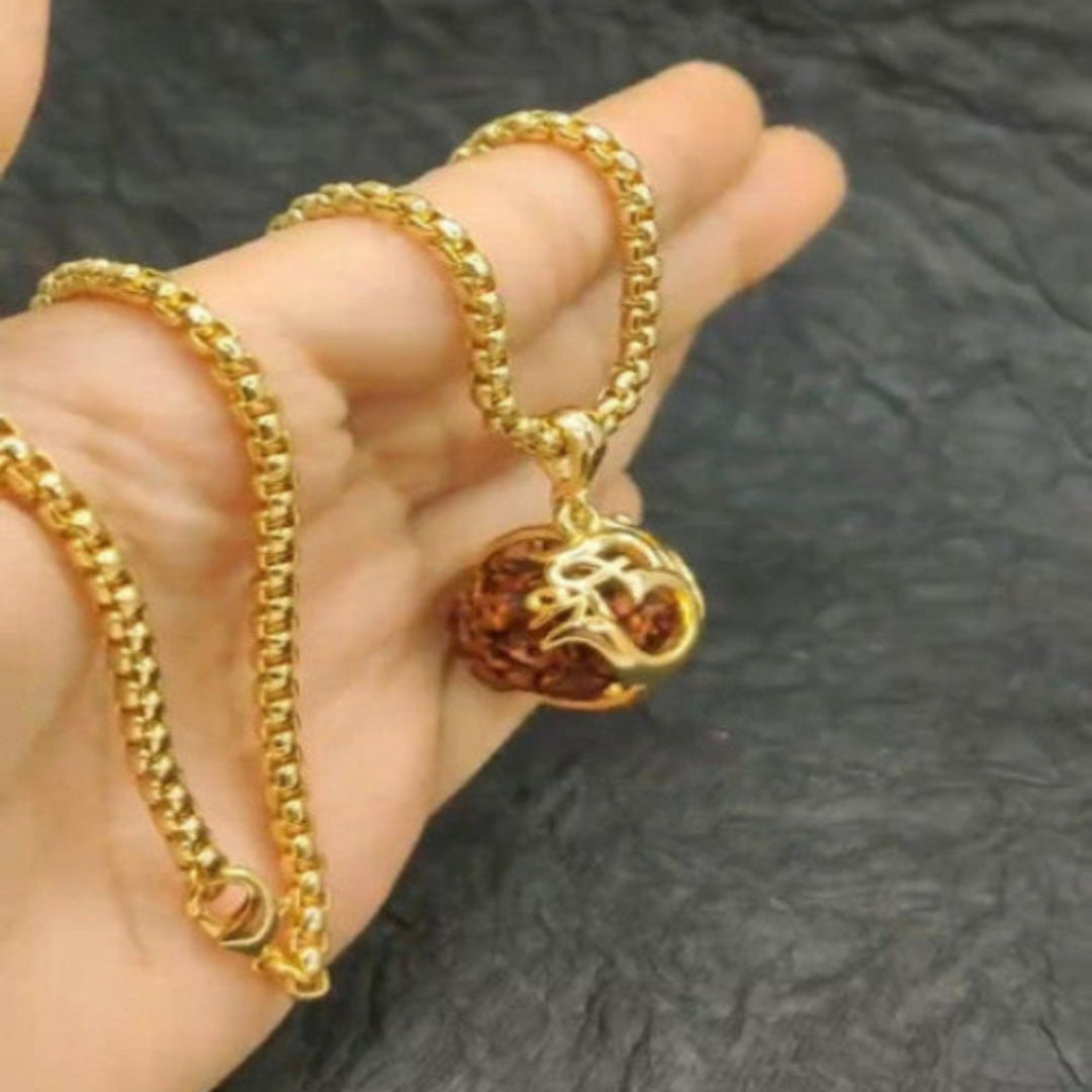 Om Rudraksha Pendant With Chain .
