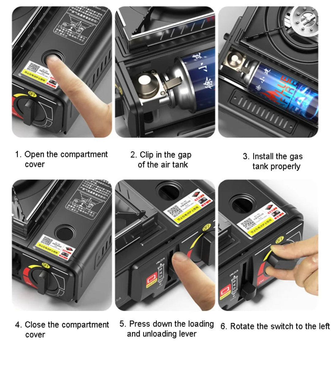 Step-by-step guide on how to use a gas tank for a camping stove.