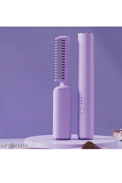 Purple hair comb and styling tool on a purple background
