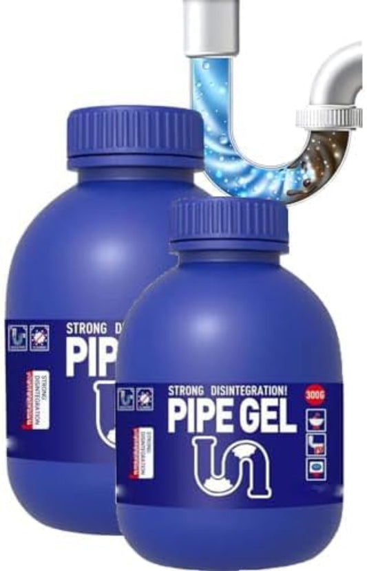 Two bottles of Pipe Gel with a faucet in the background