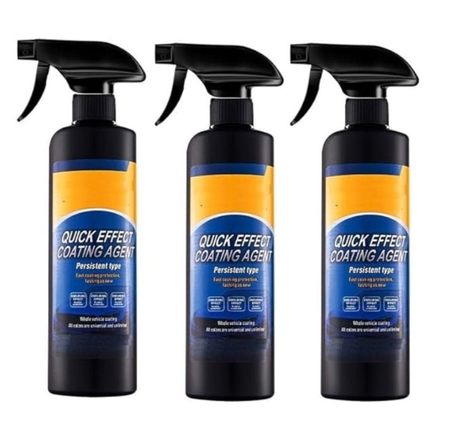 Three bottles of Quick Effect Coating Agent on a white background