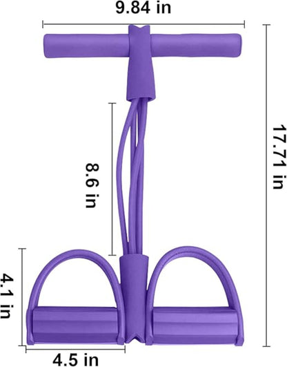 Purple resistance band with dimensions labeled on a white background