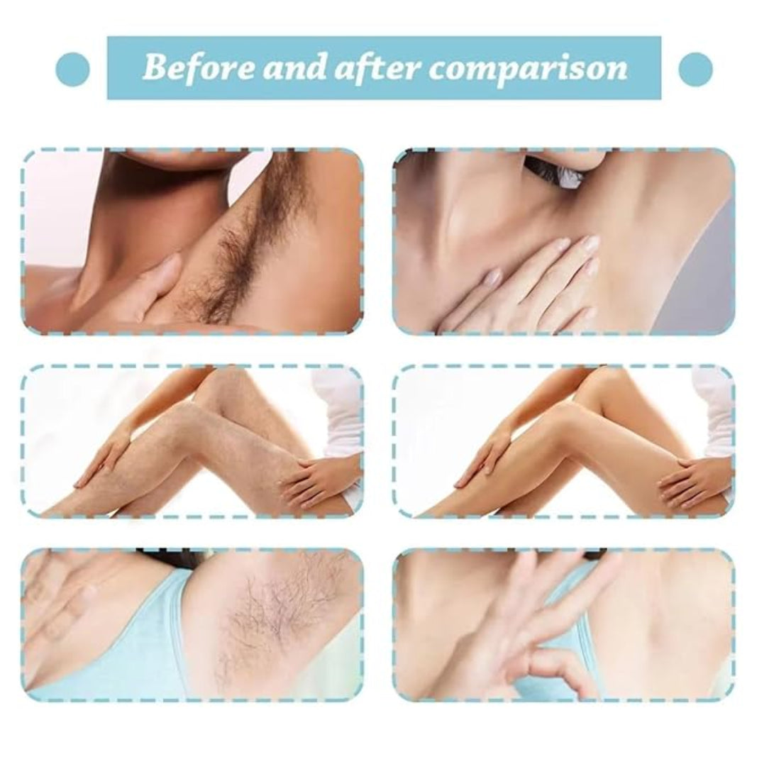 Before and after comparison of skin treatment or removal on various body parts.