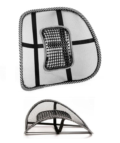 Black and white mesh backrest on a white background