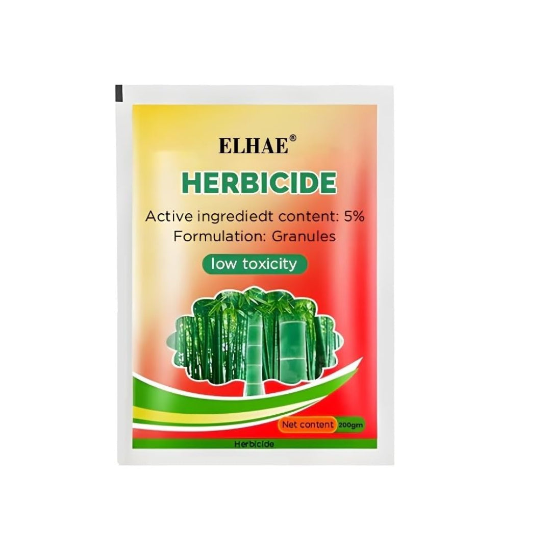 Elhae herbicide packaging with green and red design on a white background
