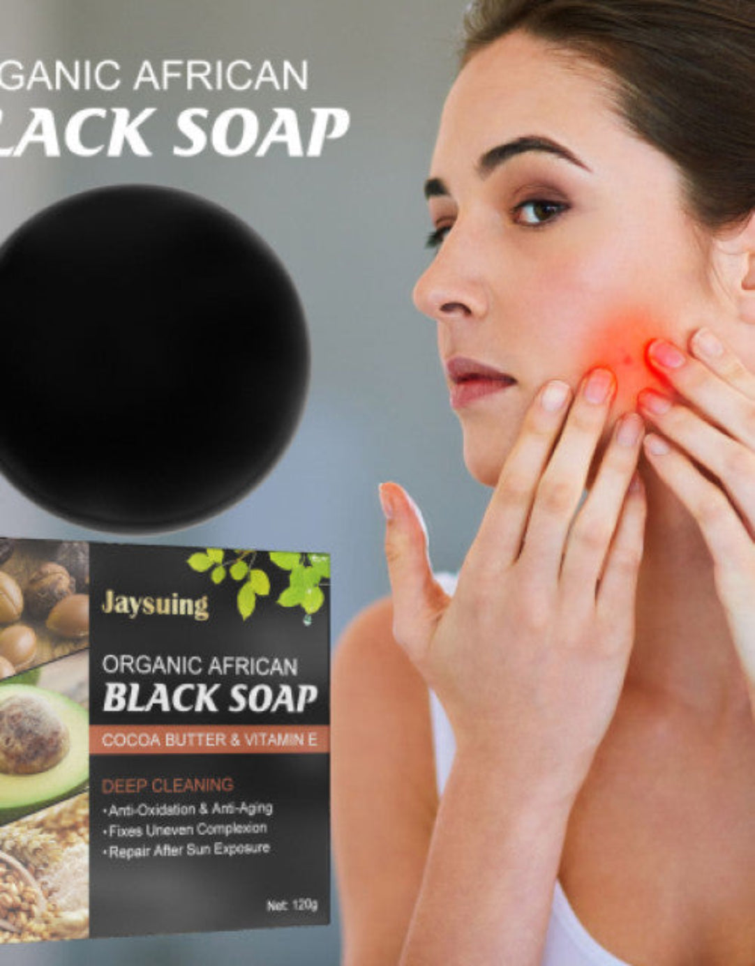 Deep Cleansing Shea Butter Vitamin E Handmade Organic African Black Soap ( Buy One Get One Free! )