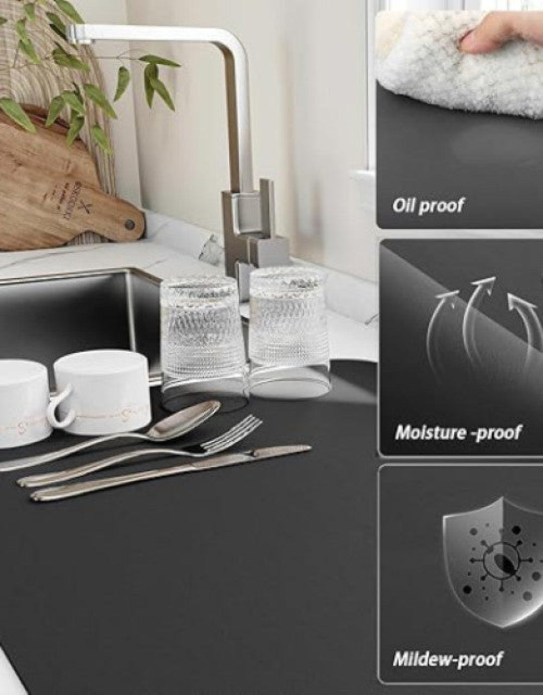 Drying mat for Kitchen, Water Absorbent Mat ( Buy One Get One Free ) .