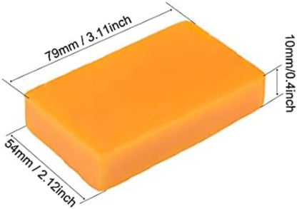 Orange rectangular block with dimensions labeled