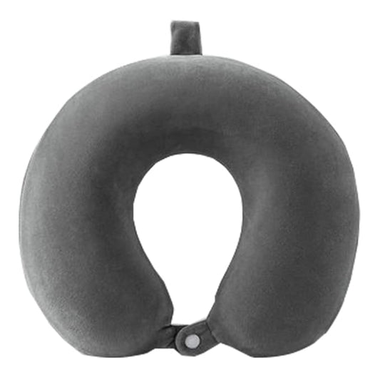 Gray U-shaped travel neck pillow on a white background