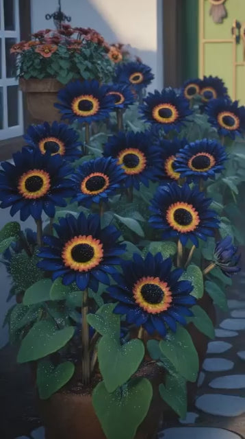 Blue Flame Sunflower Seeds + 100 Grams Organic Pot Mix Free .