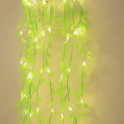 Green Leaf Artificial Curtain LED String Light, 200 LEDs, 8 Modes, Remote Control .