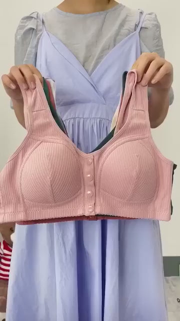 Women's Cotton Spandex Padded Front Open Feeding Bra Maternity Baby Nursing .